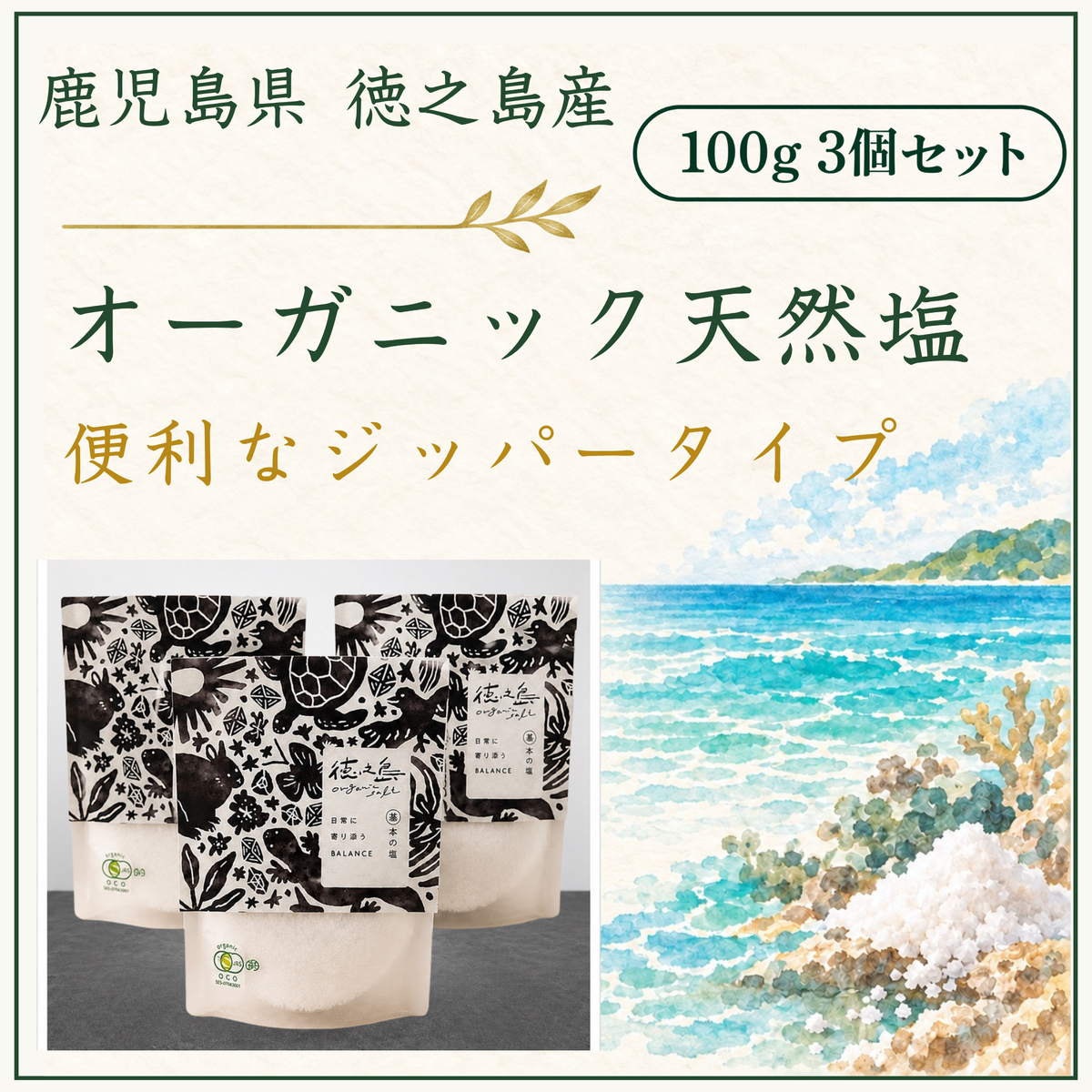 オーガニック天然塩300g（送料無料）