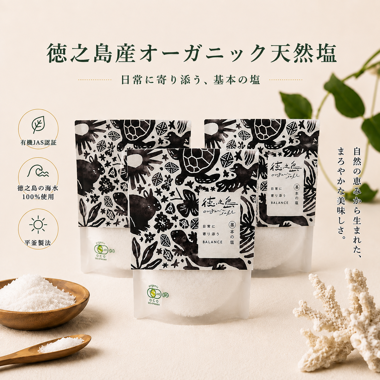 オーガニック天然塩300g(送料無料)